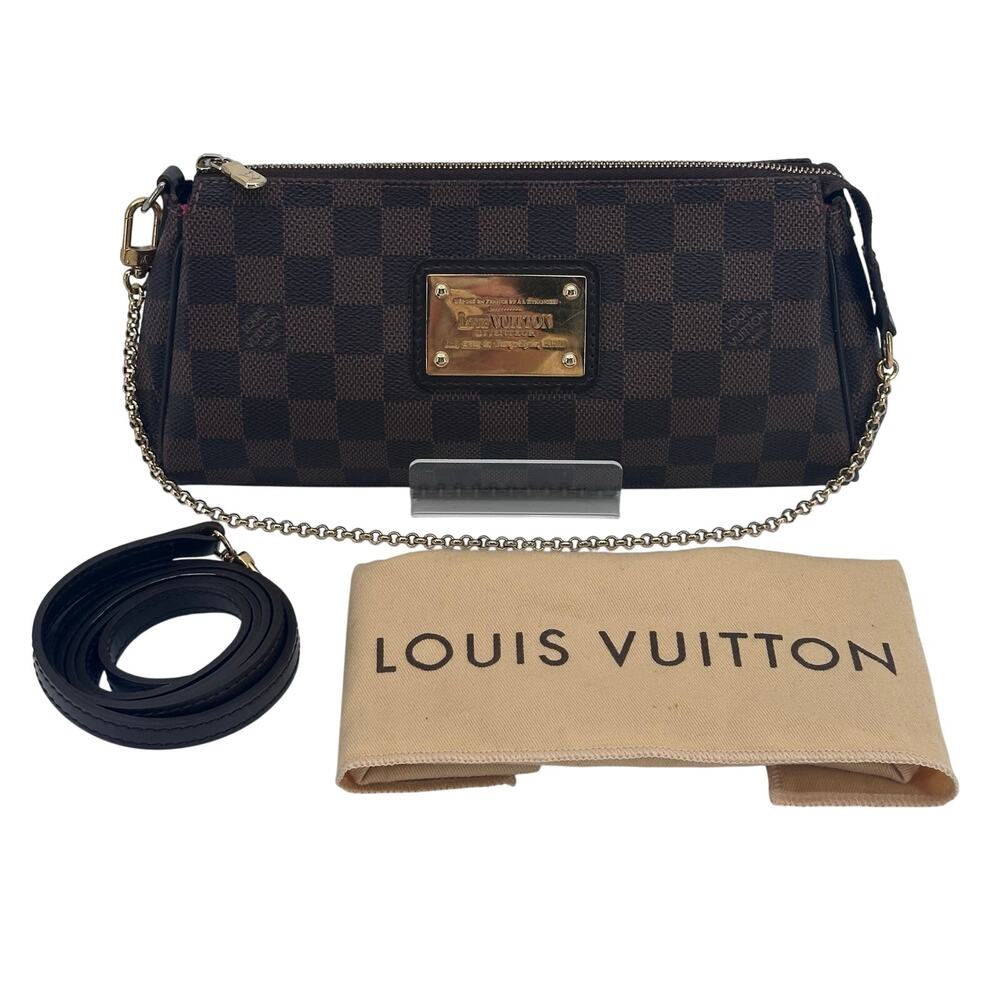 Louis Vuitton LV Damier Ebene Eva Pochette Clutch Crossbody Bag